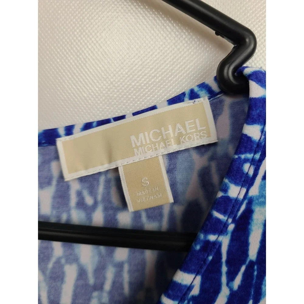 MICHAEL Michael Kors Mini Dress Small Blue White Abstract Short Sleeve Casual